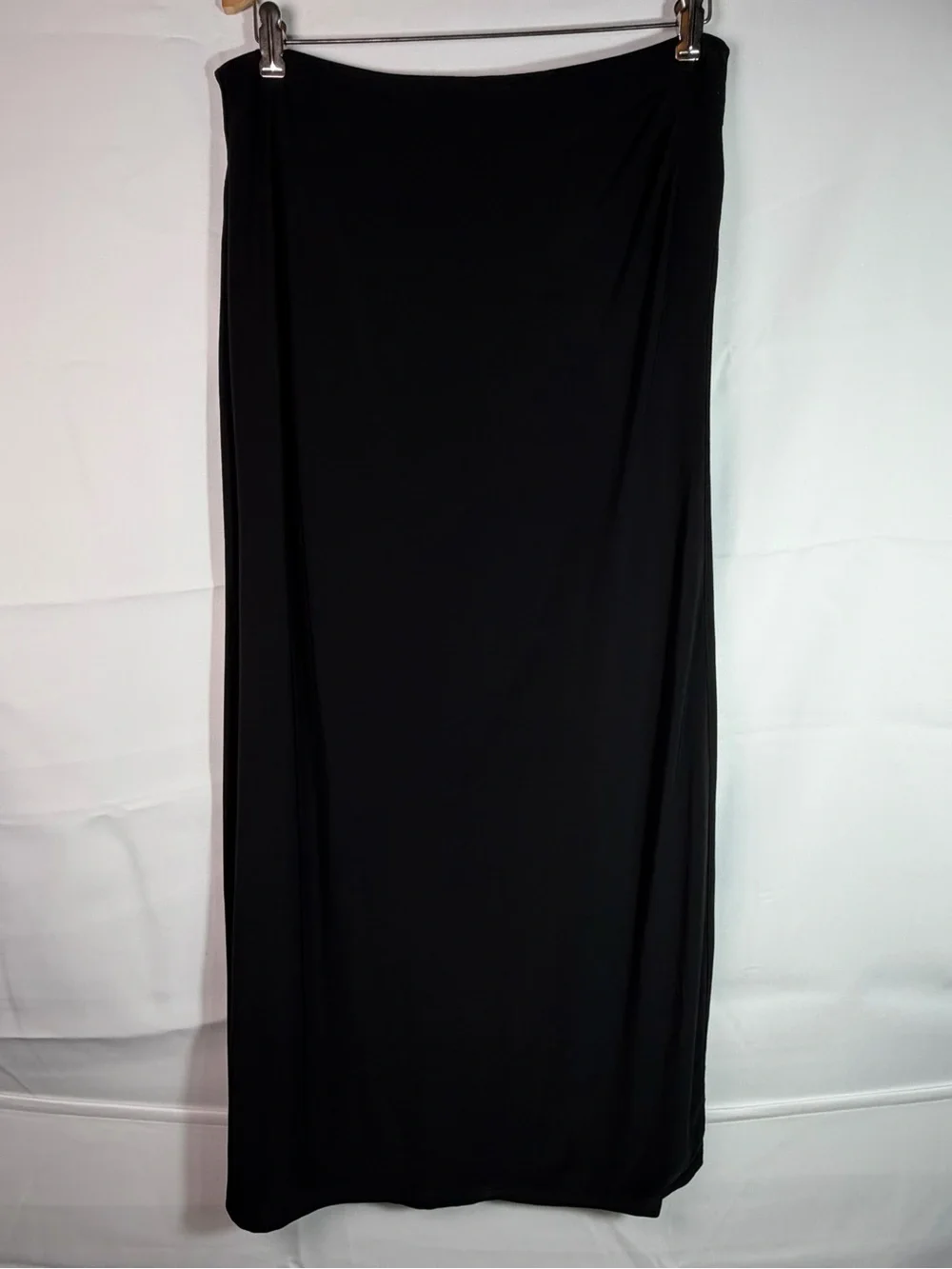White House Black Market Black Draped Faux Wrap Maxi Skirt Medium Chic Classic